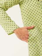 Jompers Men's Green Cotton printed kurta Pyjama Set | Grocsy