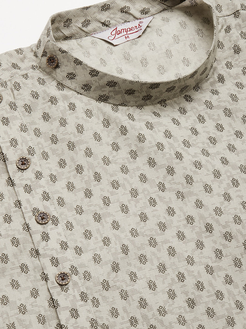 Jompers Men's Grey Cotton printed kurta Only | Grocsy