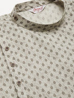 Jompers Men's Grey Cotton printed kurta Only | Grocsy