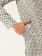 Jompers Men's Grey Cotton printed kurta Pyjama Set | Grocsy