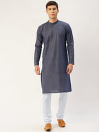 Jompers Men's Navy Cotton printed kurta Only | Grocsy