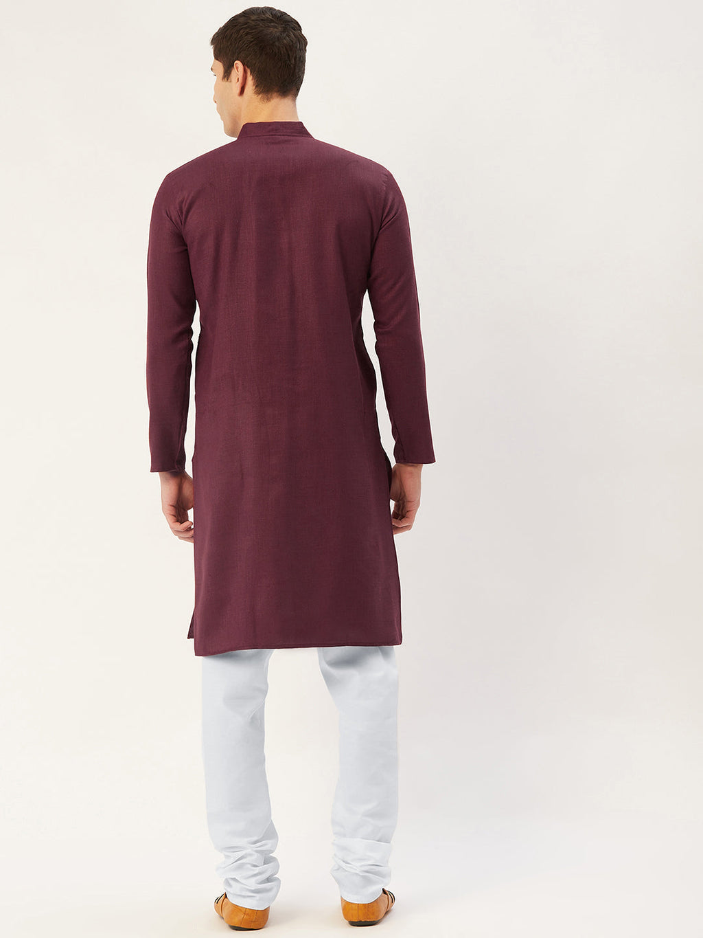 Jompers Men's Maroon Cotton Embroidered Kurta Only | Grocsy