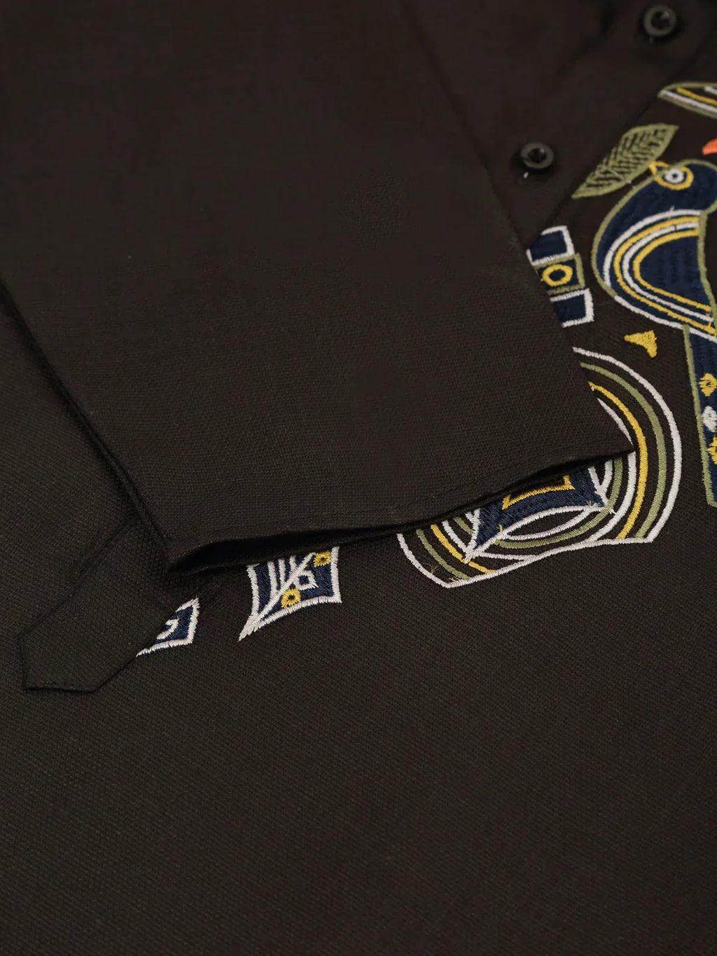Jompers Men's Cotton Embroidered Kurta Pajama Sets - Black | Grocsy
