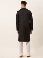 Jompers Men's Cotton Embroidered Kurta Pajama Sets - Black | Grocsy