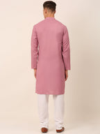 Jompers Men's Cotton Embroidered Kurta Pajama Sets - Magenta | Grocsy
