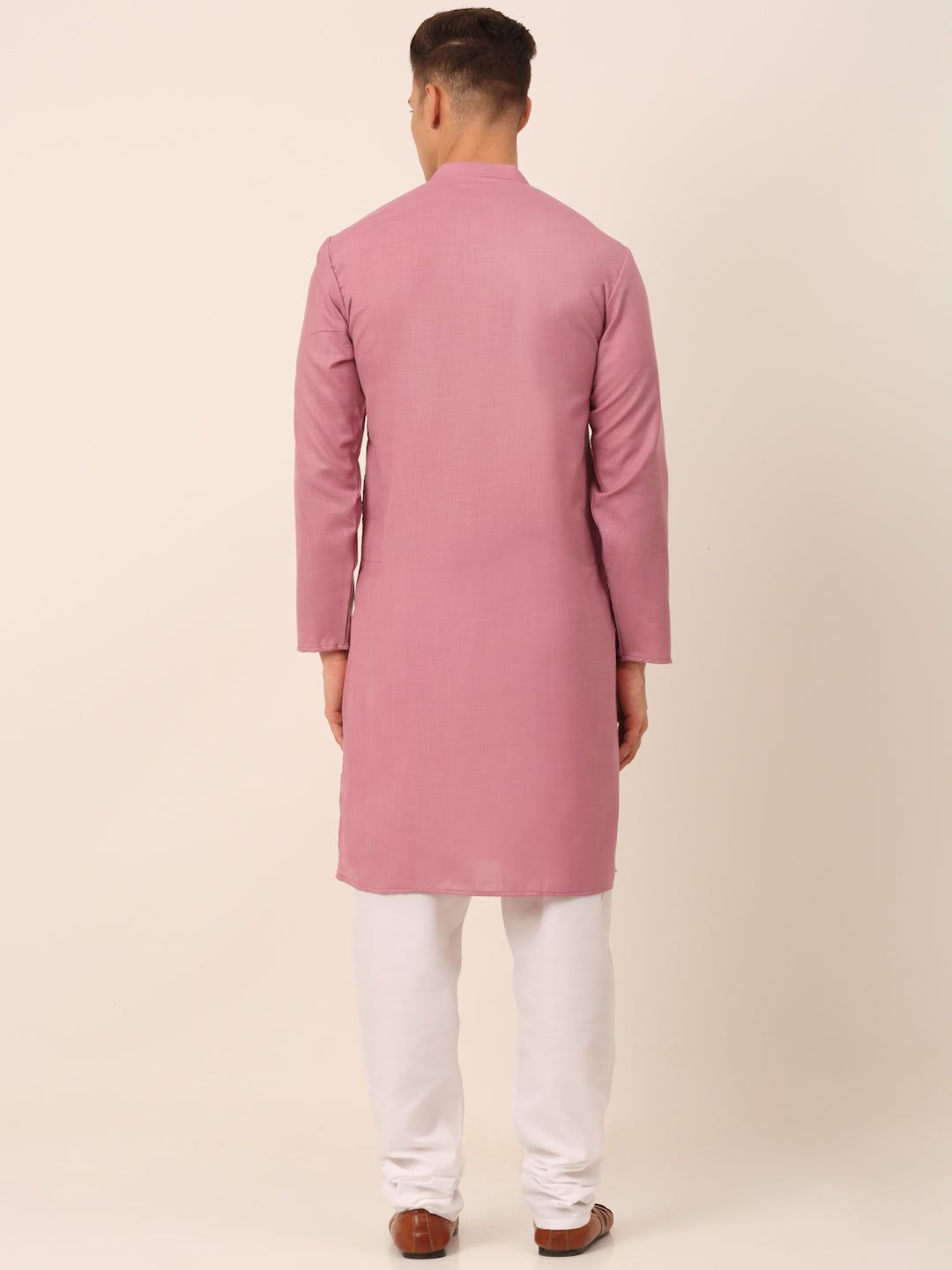 Jompers Men's Cotton Embroidered Kurta Pajama Sets - Magenta | Grocsy