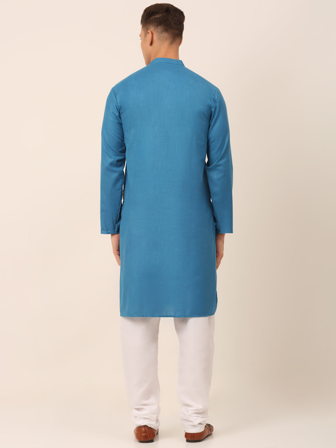 Jompers Men's Cotton Embroidered Kurta Pajama Sets - Peacock | Grocsy