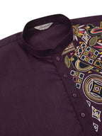 Jompers Men's Cotton Embroidered Kurta Pajama Sets - Purple | Grocsy