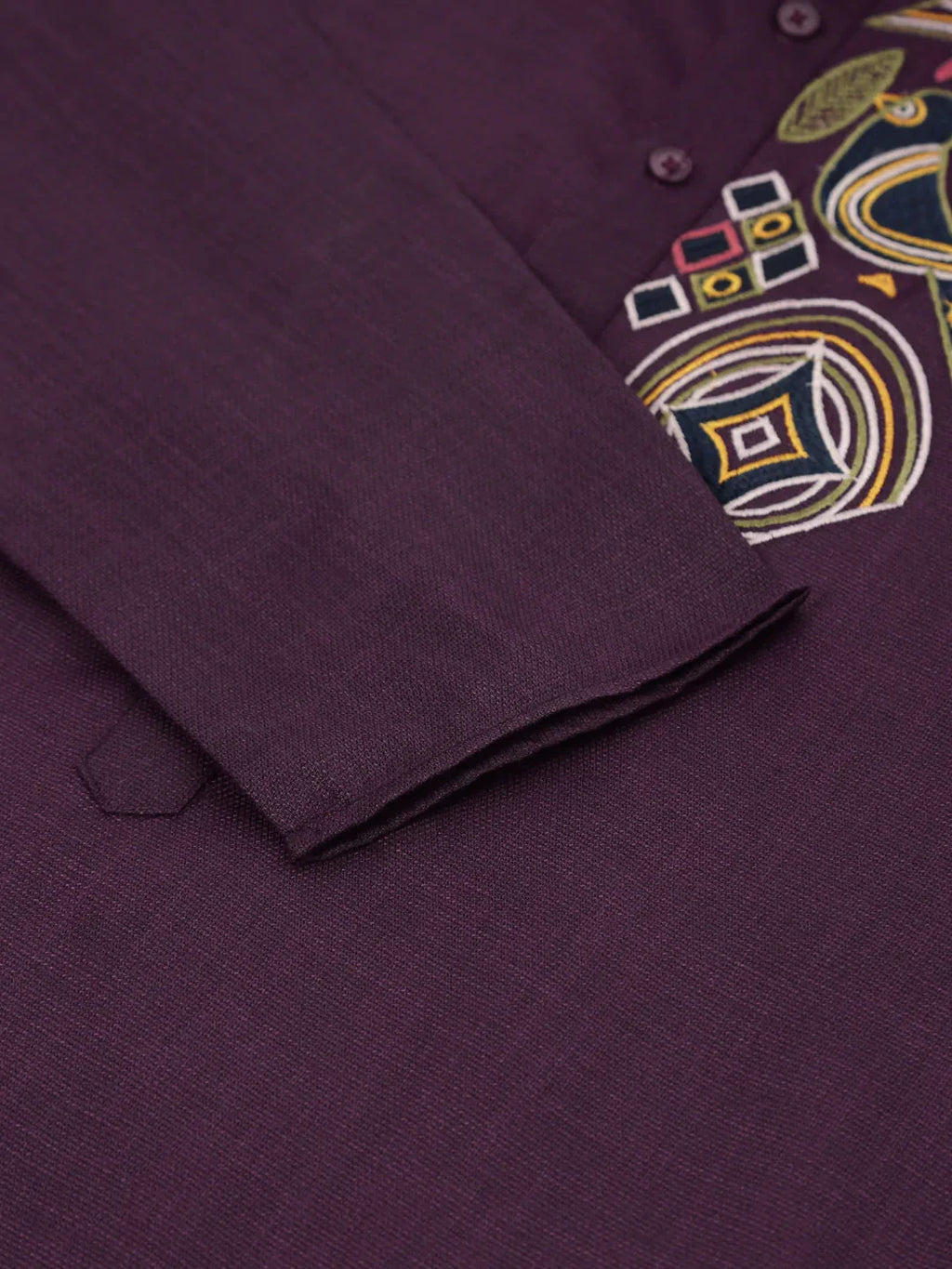 Jompers Men's Cotton Embroidered Kurta Pajama Sets - Purple | Grocsy