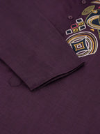 Jompers Men's Cotton Embroidered Kurta Pajama Sets - Purple | Grocsy