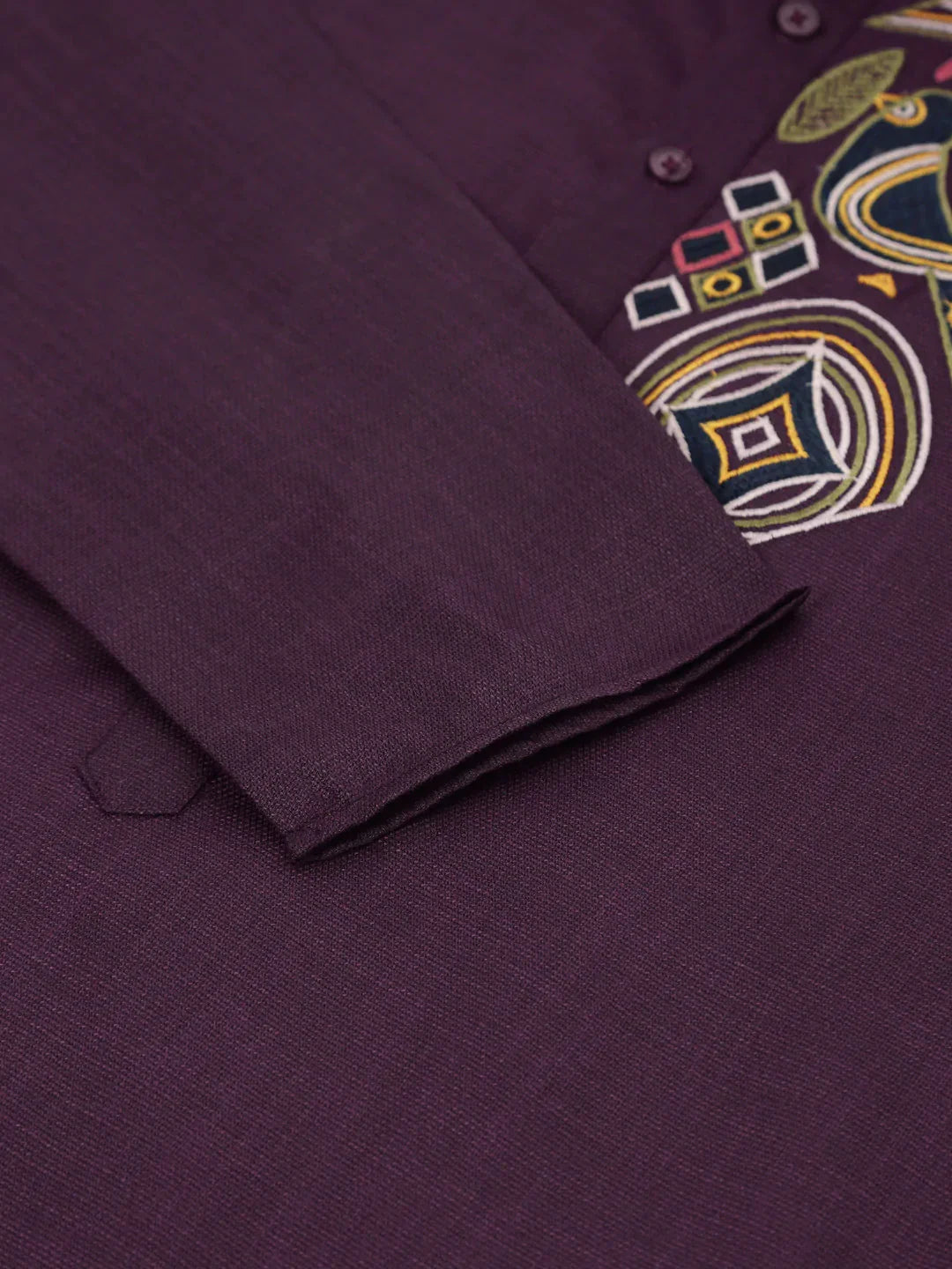 Jompers Men's Cotton Embroidered Kurta Pajama Sets - Purple | Grocsy