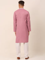 Jompers Men's Magenta Pink Embroidered Kurta Pajama Sets | Grocsy