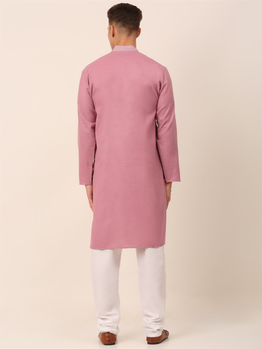 Jompers Men's Magenta Pink Embroidered Kurta Pajama Sets | Grocsy