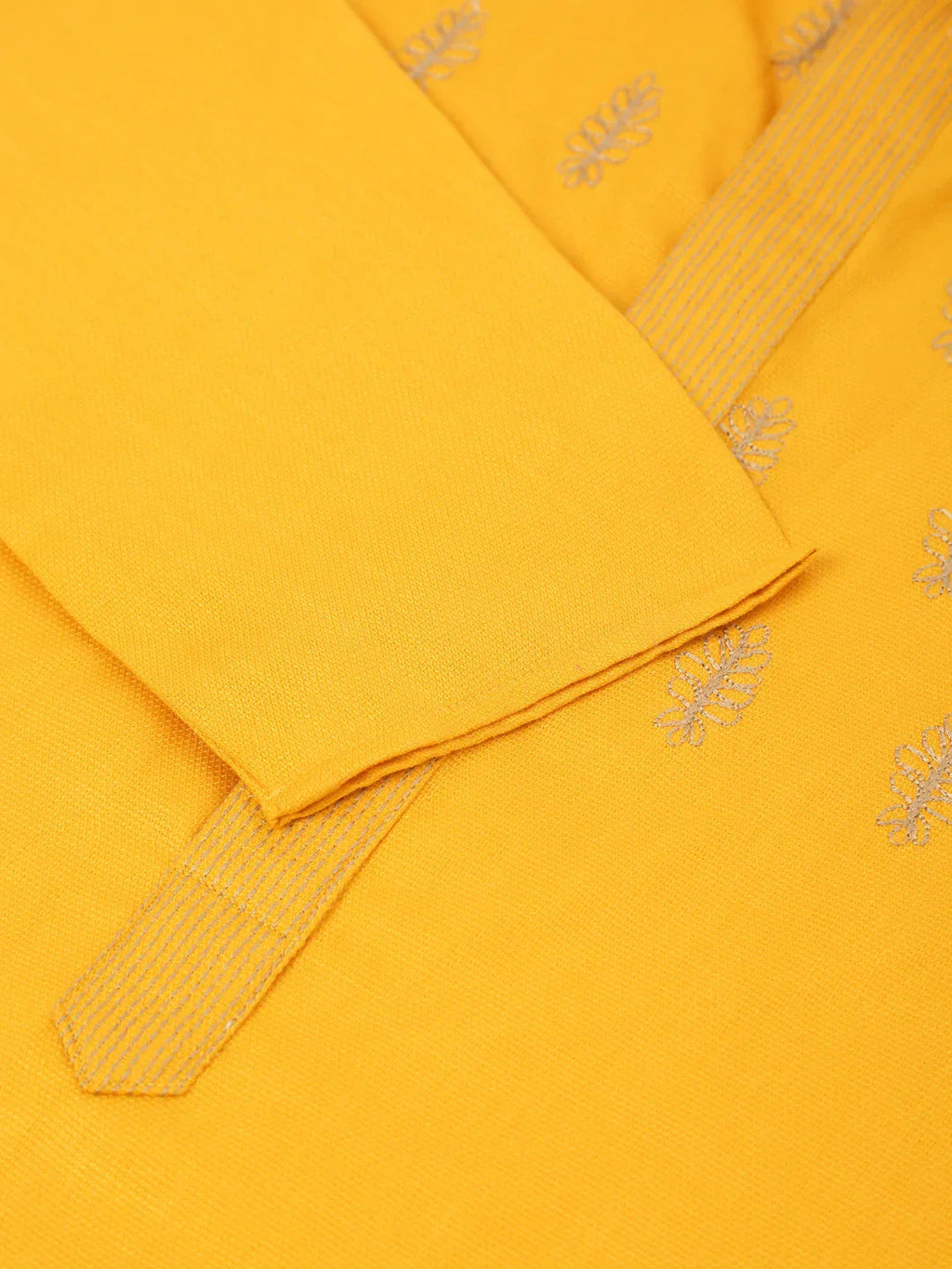 Jompers Men's Cotton Embroidered Kurta Pajama Sets - Mustard | Grocsy