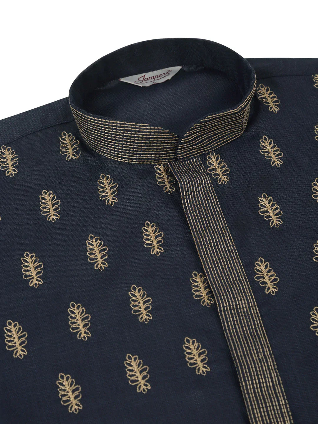 Jompers Men's Cotton Embroidered Kurta Pajama Sets - Navy Blue | Grocsy