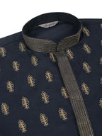 Jompers Men's Cotton Embroidered Kurta Pajama Sets - Navy Blue | Grocsy
