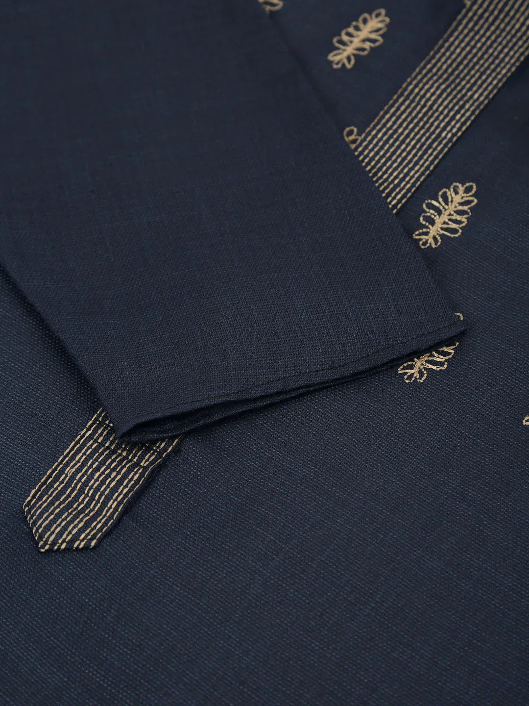 Jompers Men's Cotton Embroidered Kurta Pajama Sets - Navy Blue | Grocsy