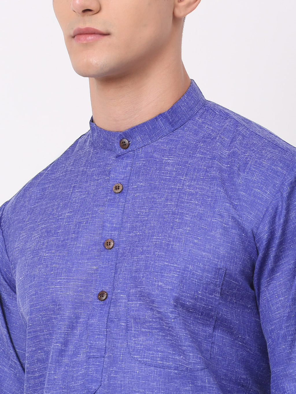 Jompers Men's Cotton Solid Kurta Pajama Sets - Blue | Grocsy
