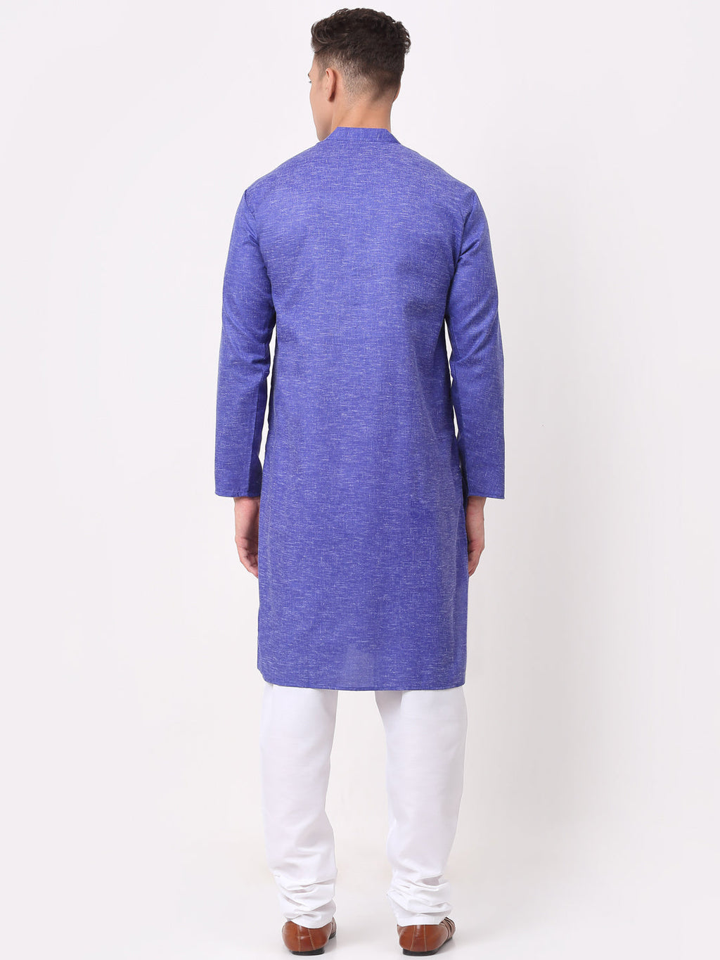 Jompers Men's Cotton Solid Kurta Pajama Sets - Blue | Grocsy