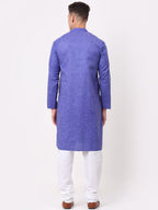 Jompers Men's Cotton Solid Kurta Pajama Sets - Blue | Grocsy