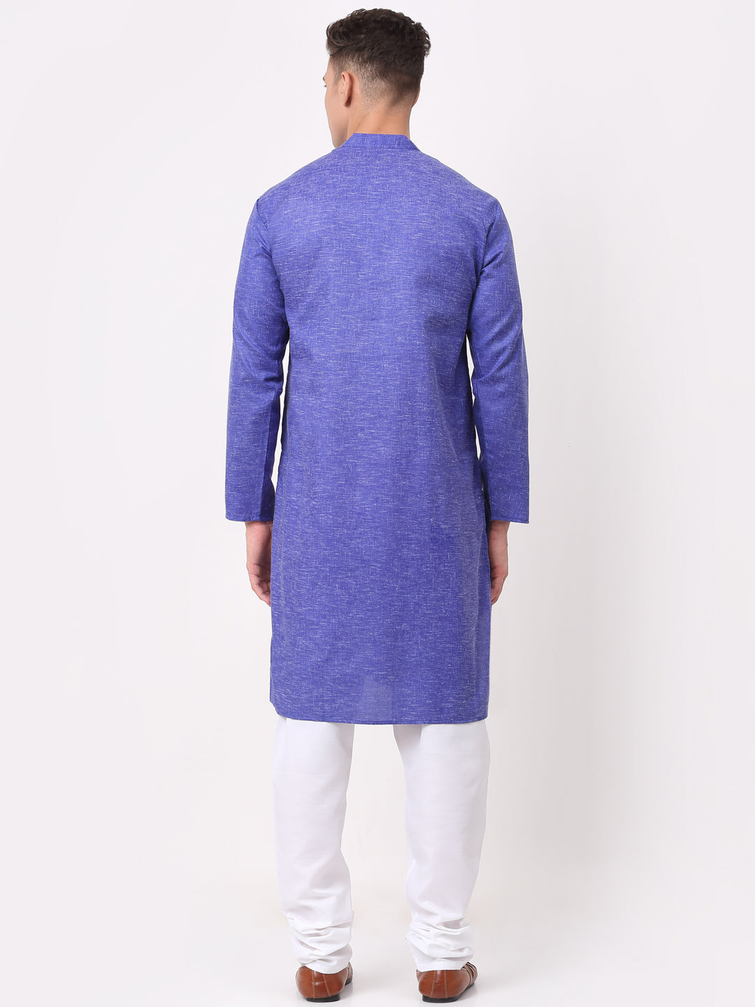 Jompers Men's Cotton Solid Kurta Pajama Sets - Blue | Grocsy