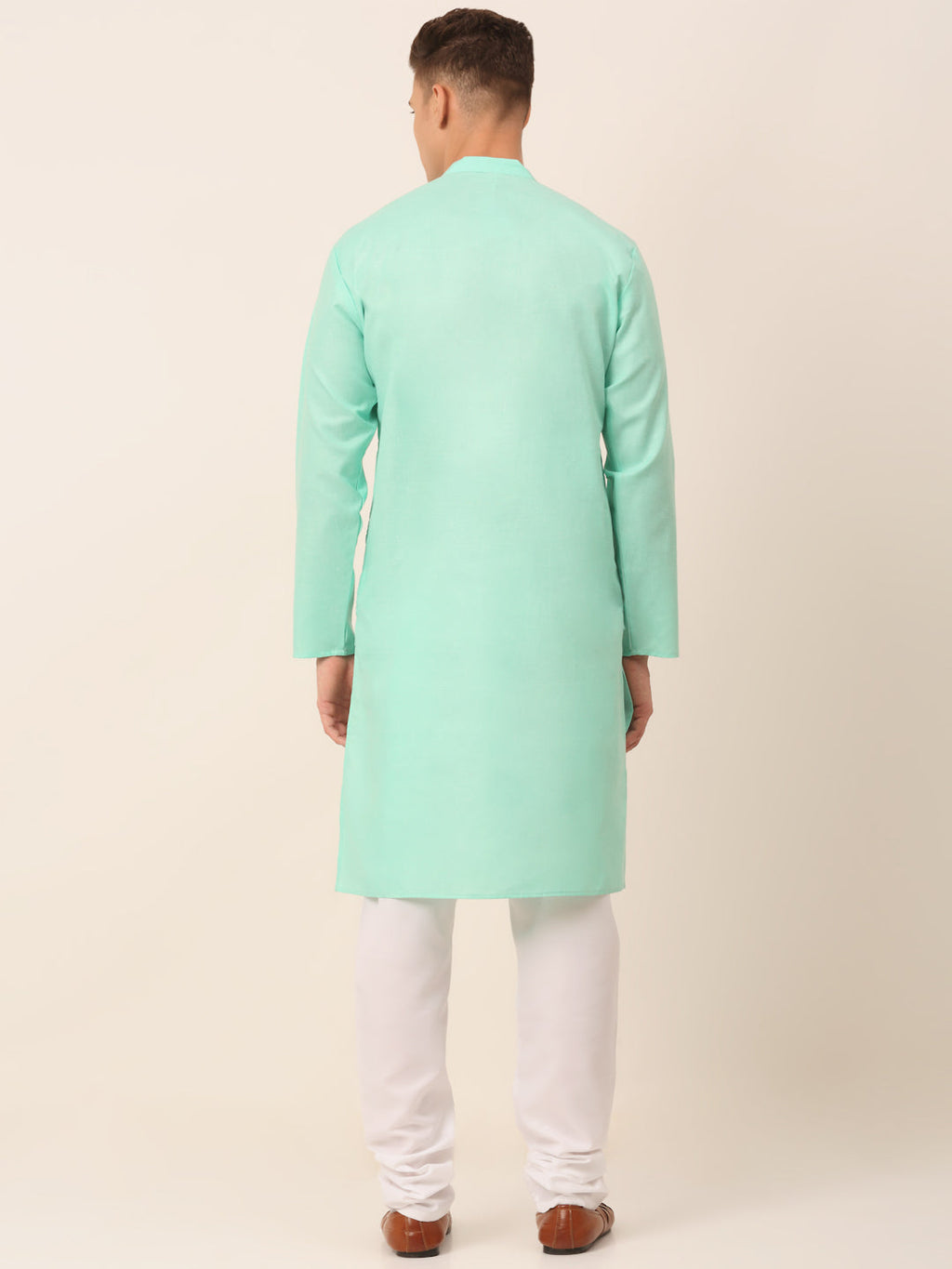 Jompers Men's Cotton Solid Kurta Pajama Sets - Green | Grocsy