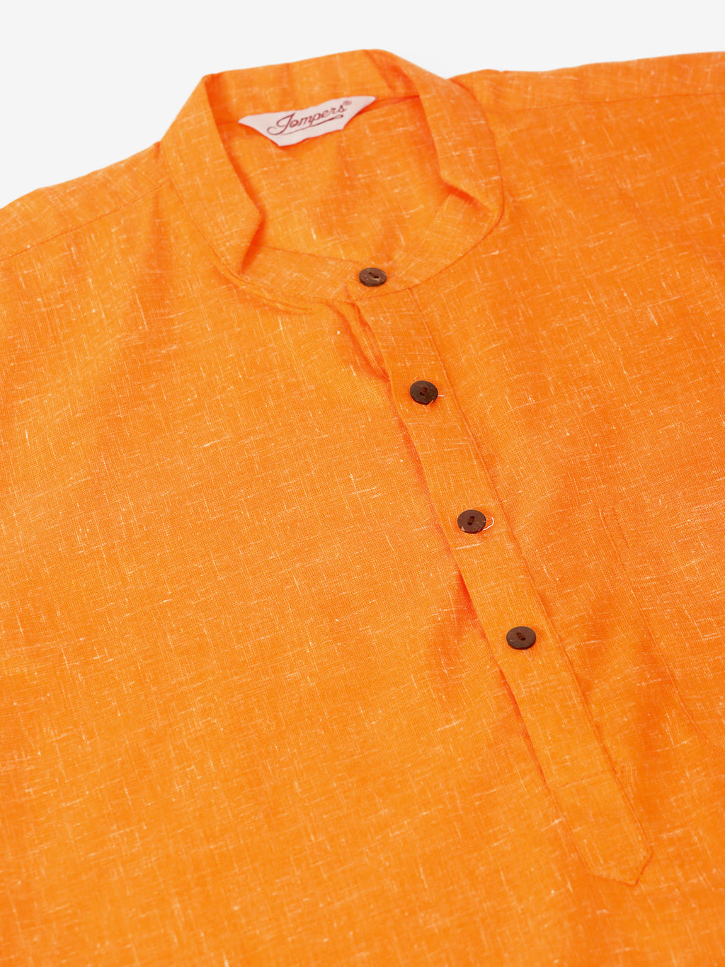 Jompers Men's Cotton Solid Kurta Pajama Sets - Orange | Grocsy