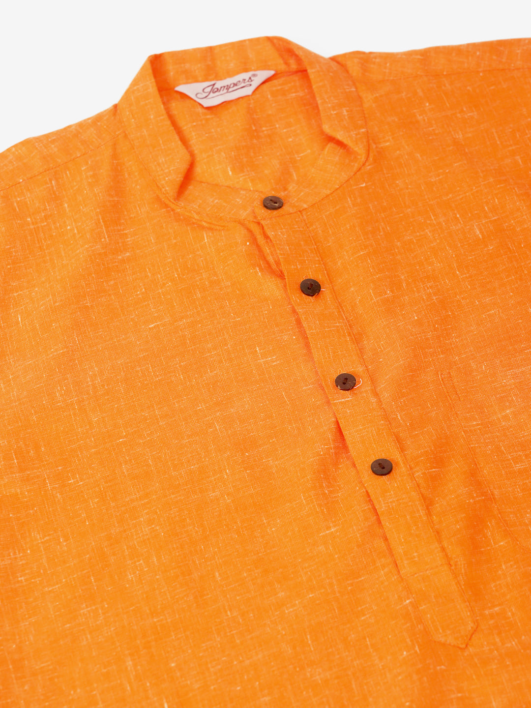 Jompers Men's Cotton Solid Kurta Pajama Sets - Orange | Grocsy