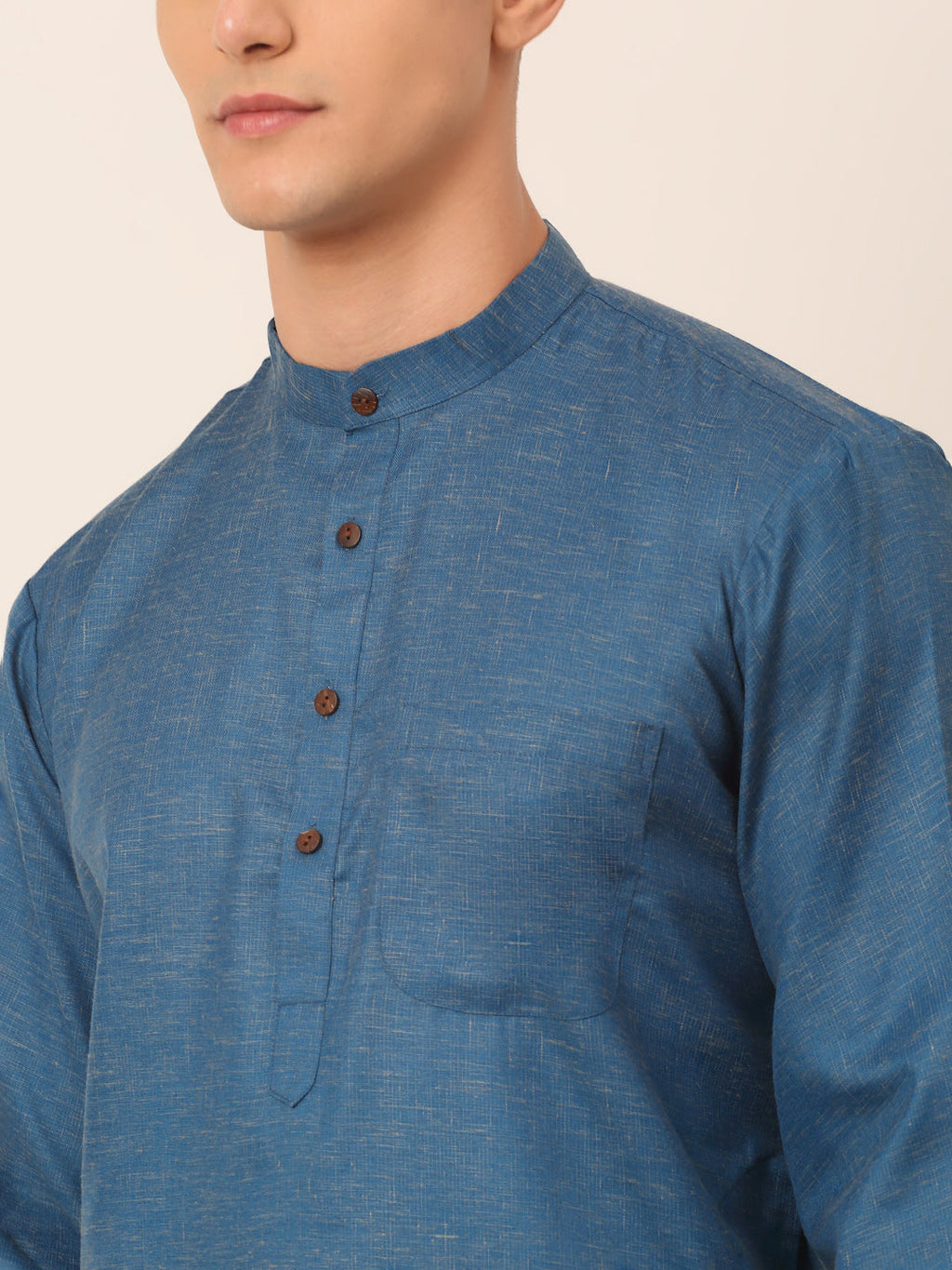 Jompers Men's Cotton Solid Kurta Pajama Sets - Peacock | Grocsy