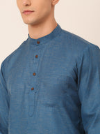 Jompers Men's Cotton Solid Kurta Pajama Sets - Peacock | Grocsy