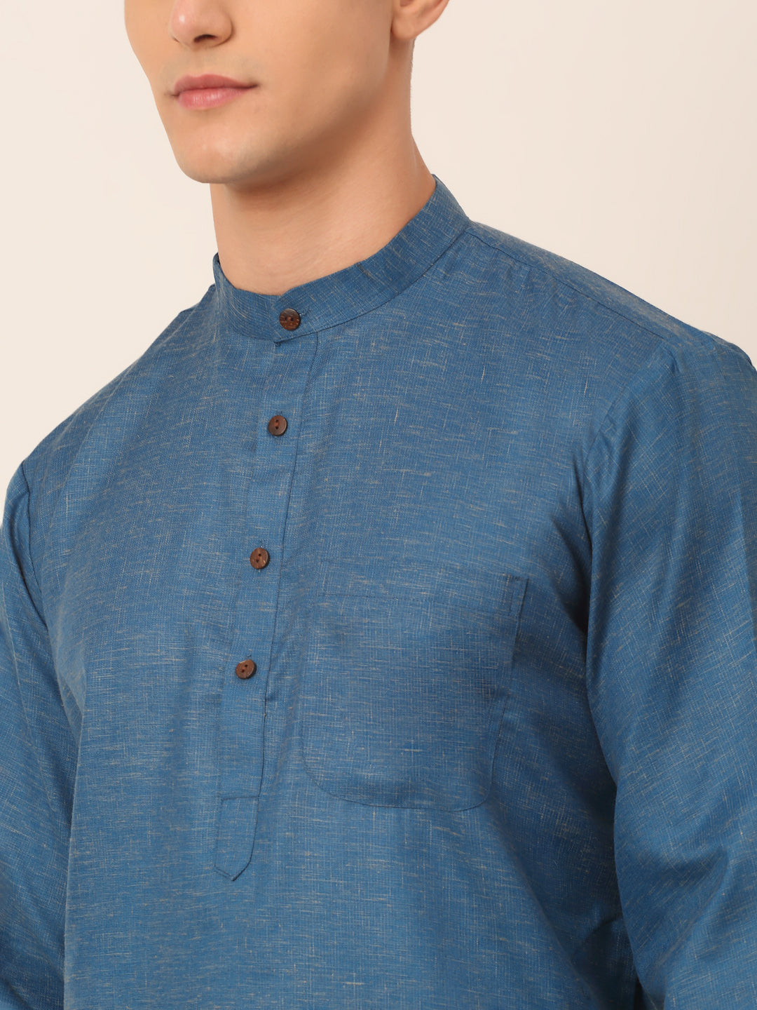 Jompers Men's Cotton Solid Kurta Pajama Sets - Peacock | Grocsy