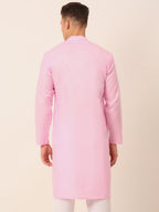 Jompers Men's Cotton Solid Kurta - Pink | Grocsy