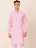Jompers Men's Cotton Solid Kurta - Pink | Grocsy
