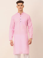 Jompers Men's Cotton Solid Kurta - Pink | Grocsy