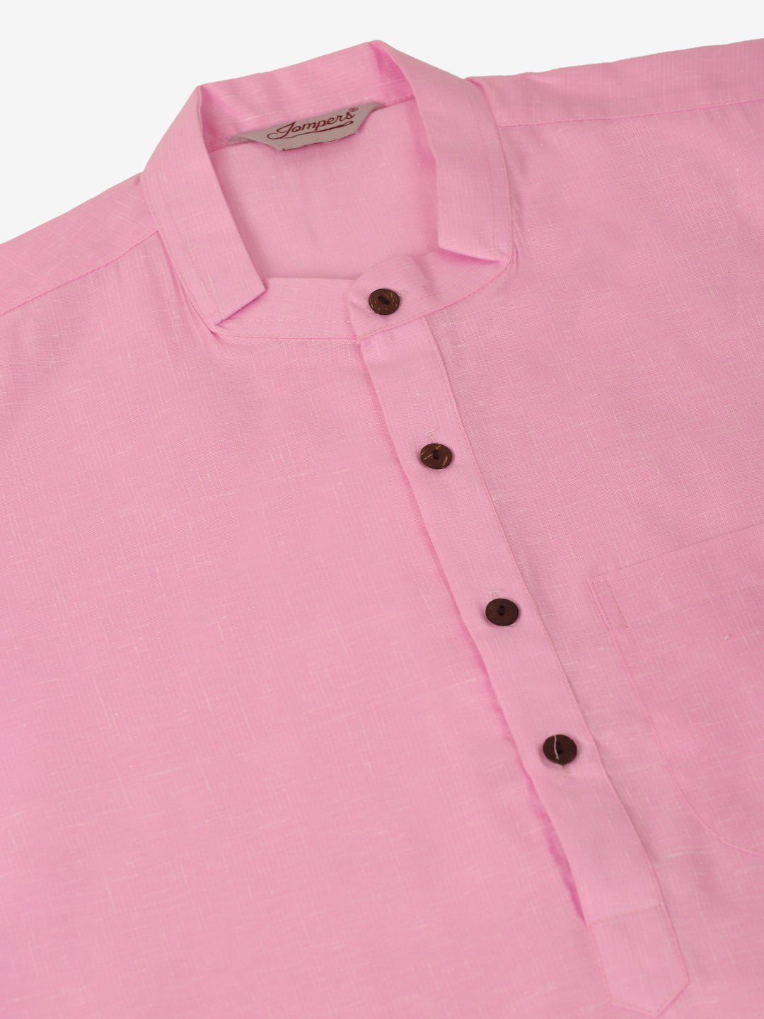 Jompers Men's Cotton Solid Kurta Pajama Sets - Pink | Grocsy