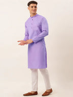 Jompers Men's Cotton Solid Kurta Pajama Set - Purple | Grocsy