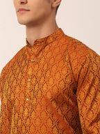 Jompers Men's Woven Design Jacquard Kurta Pyjama - Maroon | Grocsy
