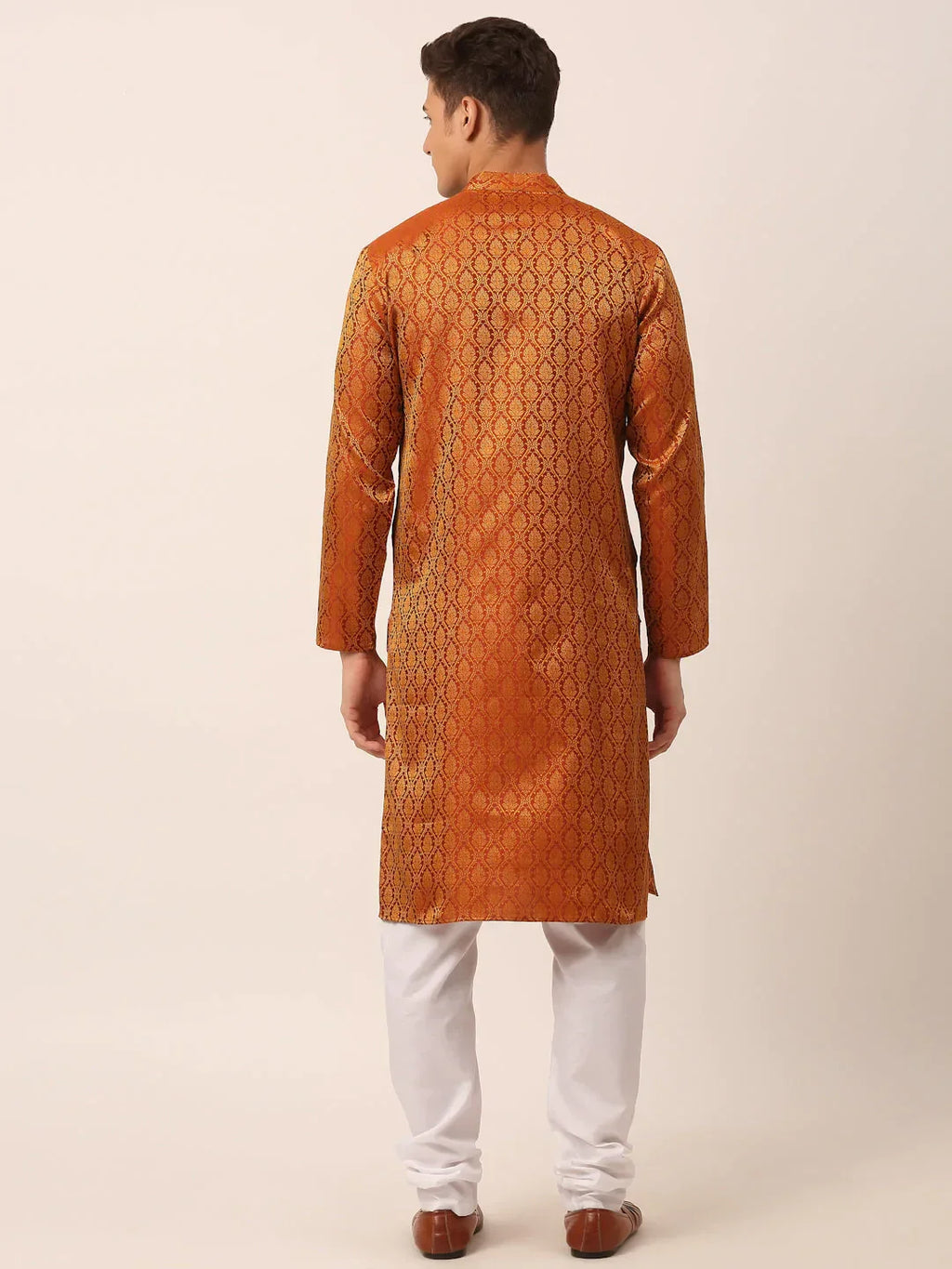 Jompers Men's Woven Design Jacquard Kurta Pyjama - Maroon | Grocsy