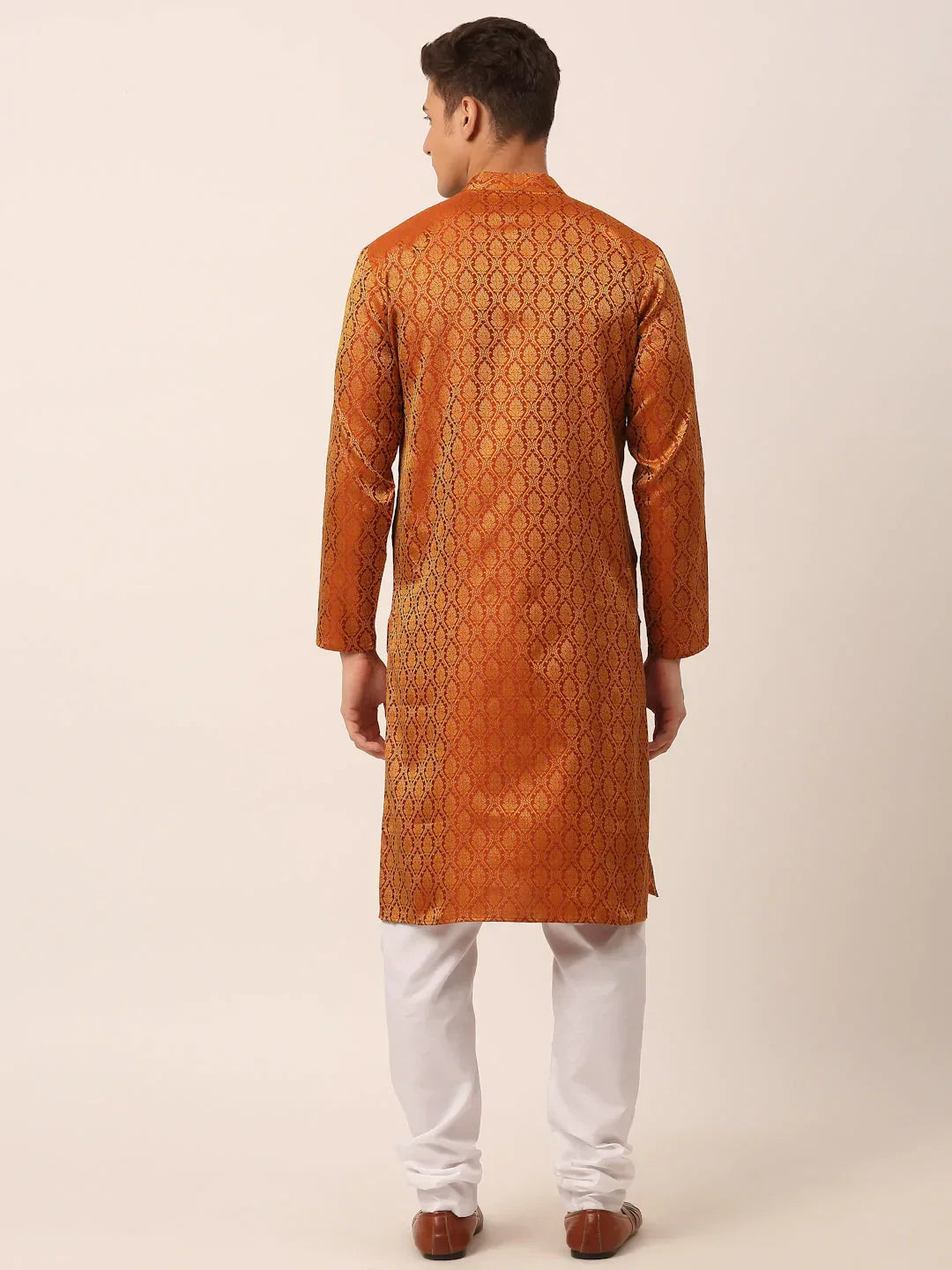 Jompers Men's Woven Design Jacquard Kurta Pyjama - Maroon | Grocsy