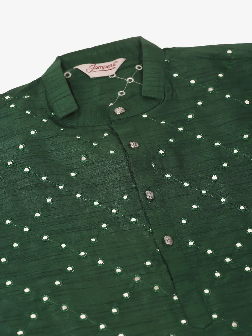 Jompers Men's Green Mirror Work Kurta Pyjama | Grocsy