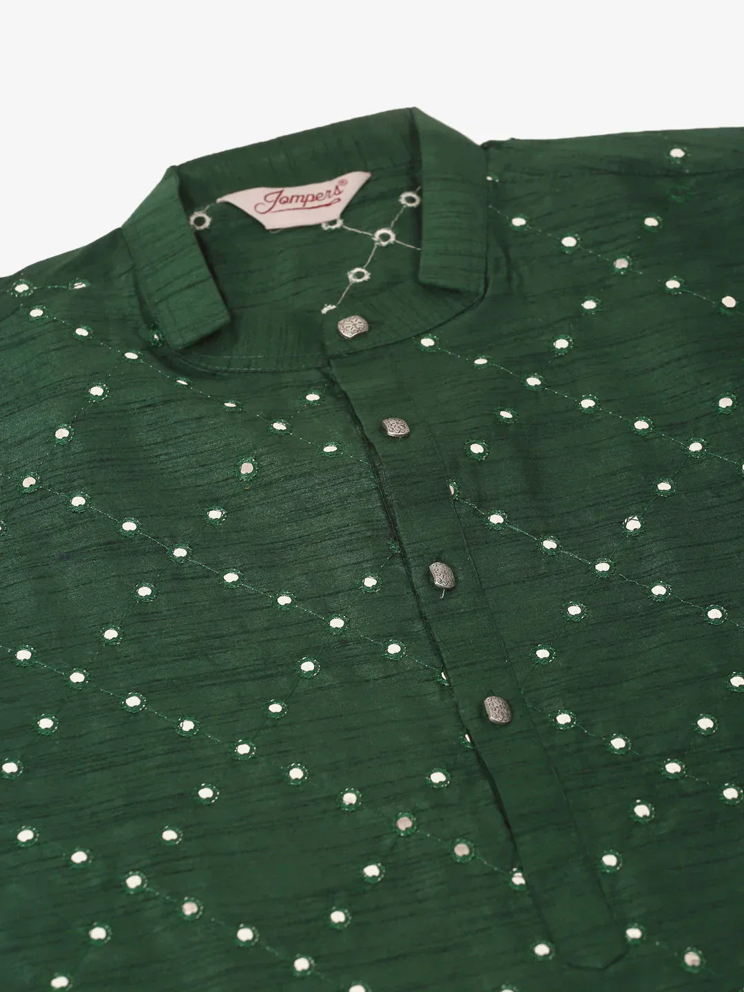 Jompers Men's Green Mirror Work Kurta Pyjama | Grocsy