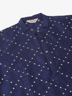 Jompers Men's Navy Blue Mirror Work Kurta Pyjama | Grocsy
