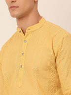 Jompers Men's Pure Cottom Embroidered Kurta Pyjama Set - Beige | Grocsy