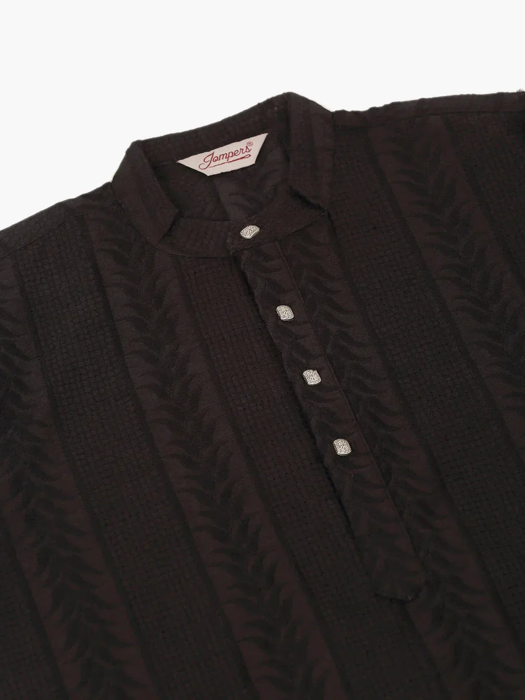 Jompers Men's Pure Cottom Embroidered Kurta Pyjama Set - Black | Grocsy