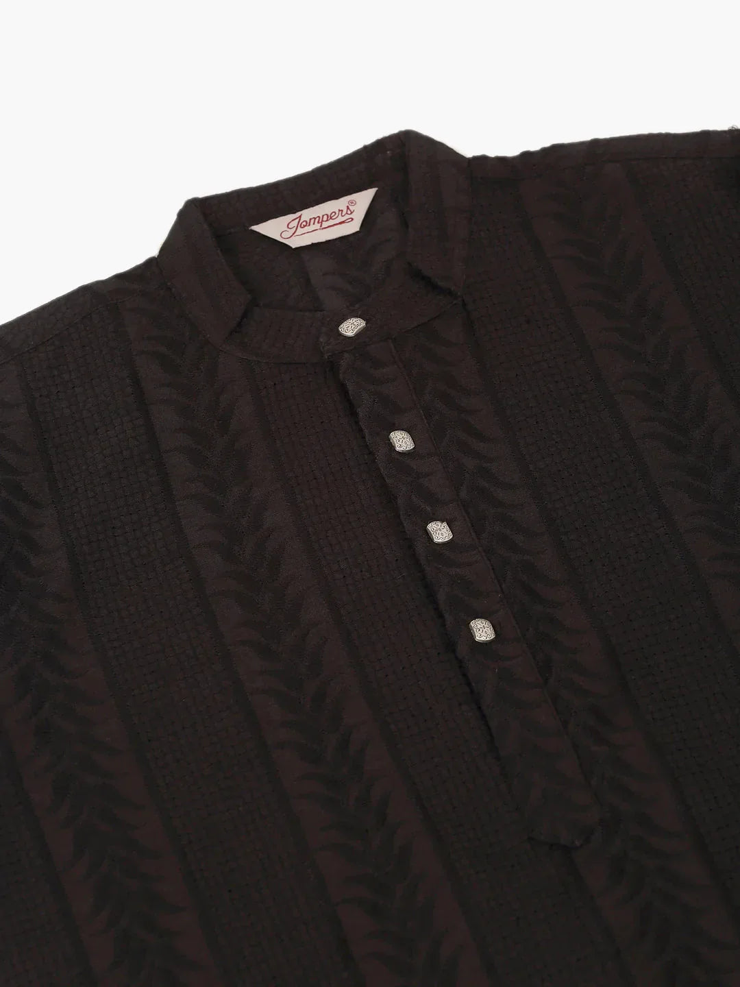 Jompers Men's Pure Cottom Embroidered Kurta Pyjama Set - Black | Grocsy