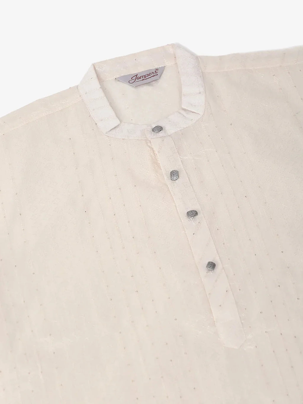 Jompers Men's Silk Blend Sequence Embroidered Kurta Pyjama Set - Cream | Grocsy