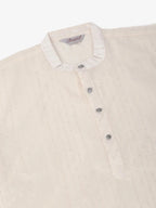 Jompers Men's Silk Blend Sequence Embroidered Kurta Pyjama Set - Cream | Grocsy