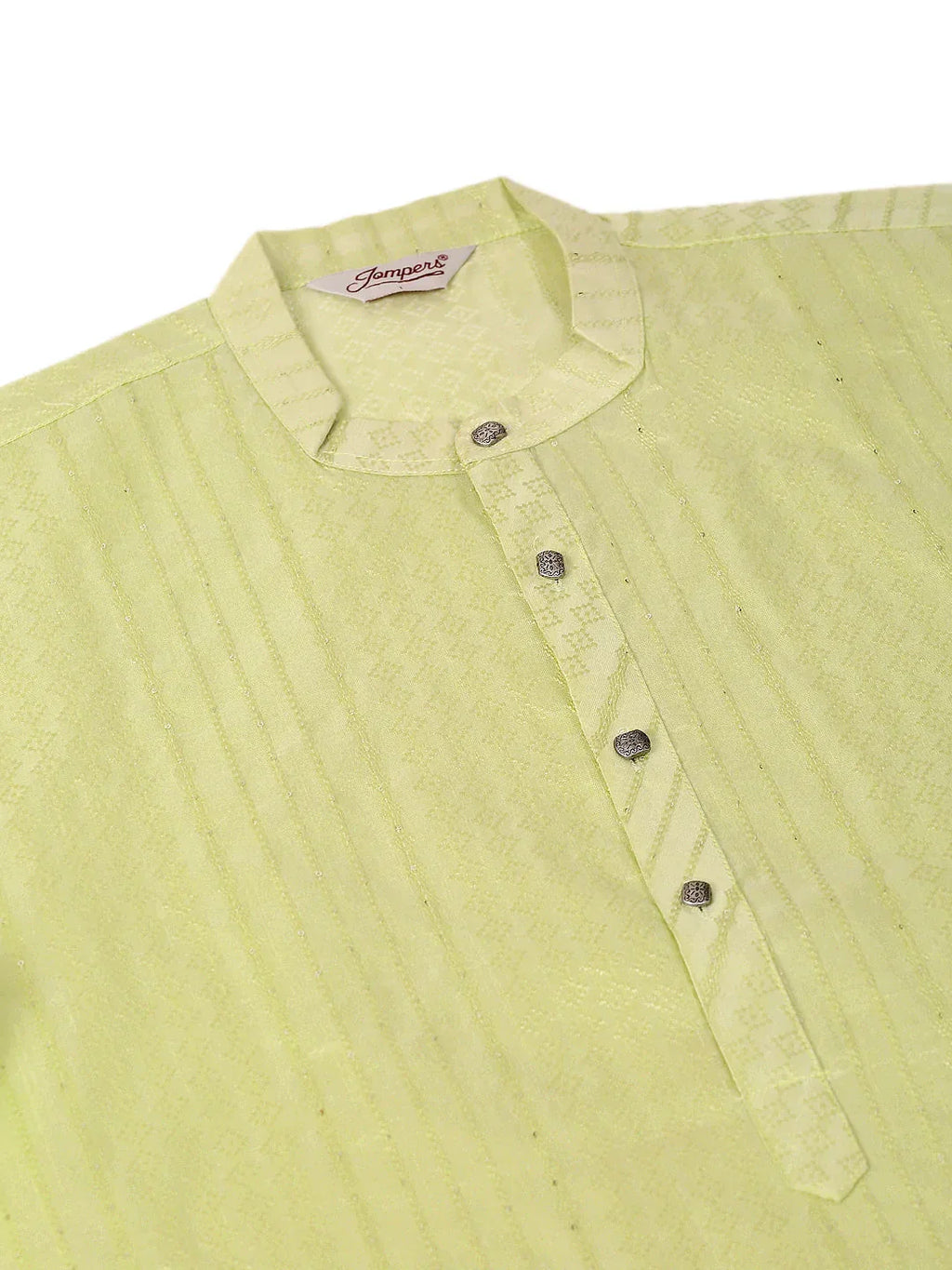 Jompers Men's Silk Blend Sequence Embroidered Kurta Pyjama Set - Green | Grocsy