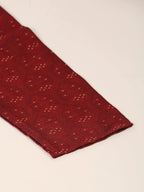 Jompers Men's Silk Blend Collar Embroidered Kurta Pyjama Set - Maroon | Grocsy