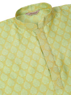 Jompers Men's Silk Blend Collar Embroidered Kurta Pyjama Set - Green | Grocsy